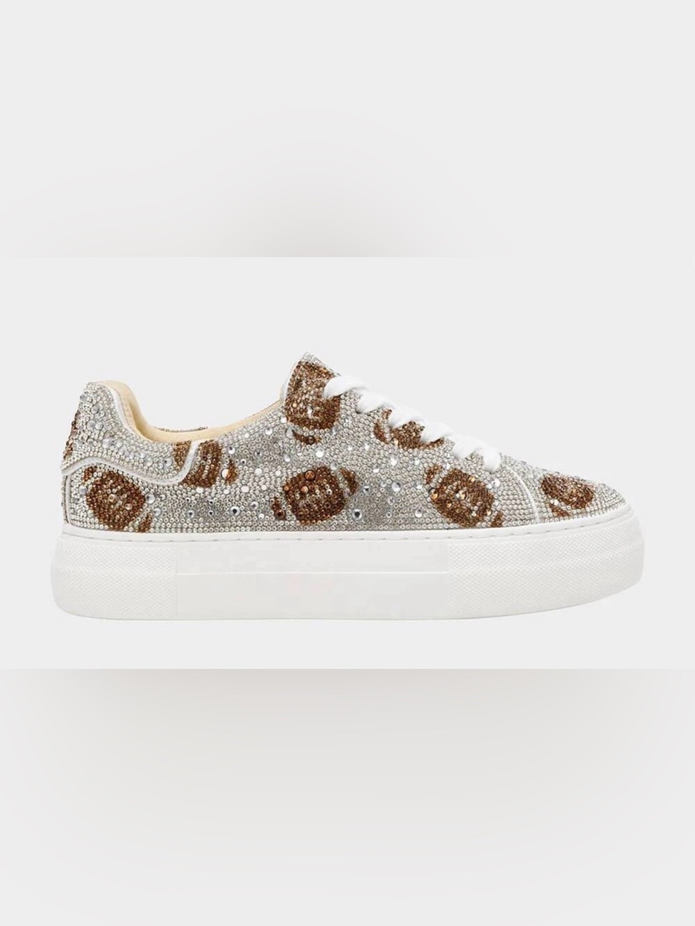 Betsey Johnson Silver Sidny Rhinestone Football Sneaker